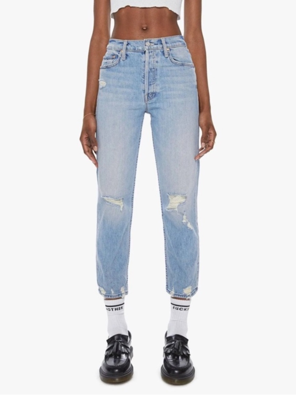 MOTHER light Blue Distressed High-Rise Women’s Jeans
